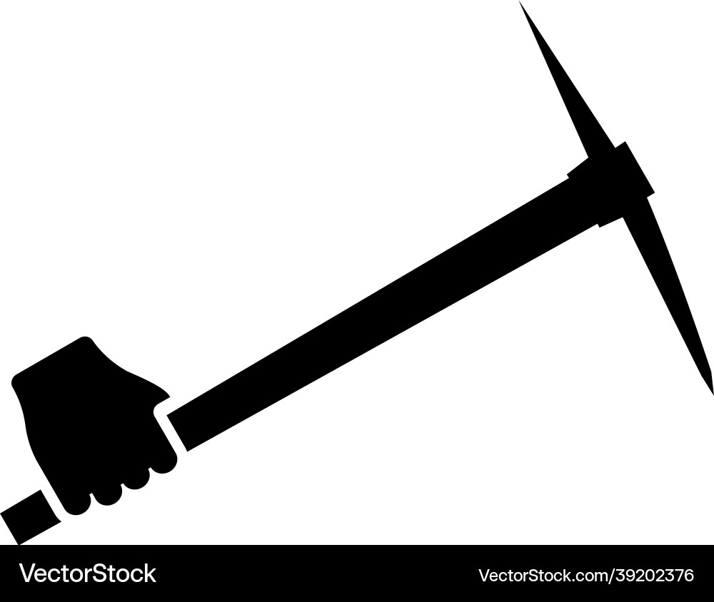 Pickaxe in hand tool use arm digging Pickaxe in hand tool use arm digging Vector Image