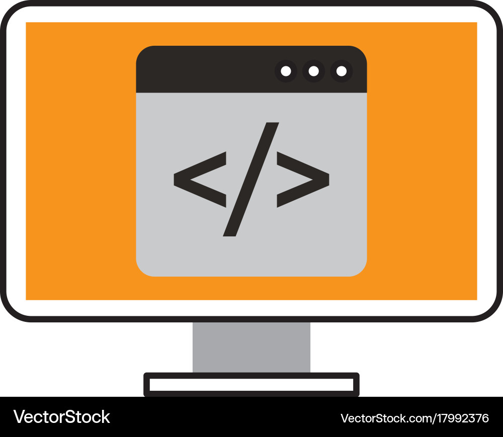 Programmierfenster mit Skriptcode html Computer vektorbild