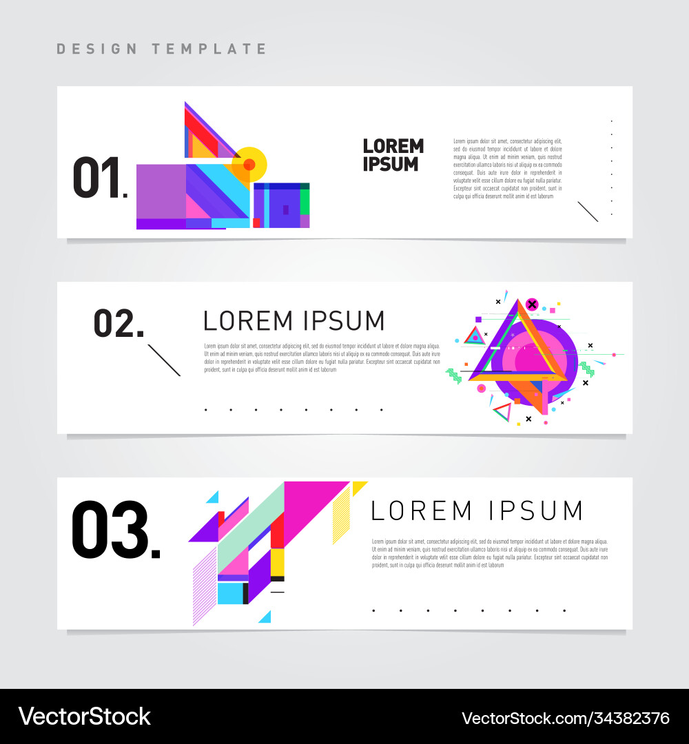 Set abstract banner web design template retro Vector Image
