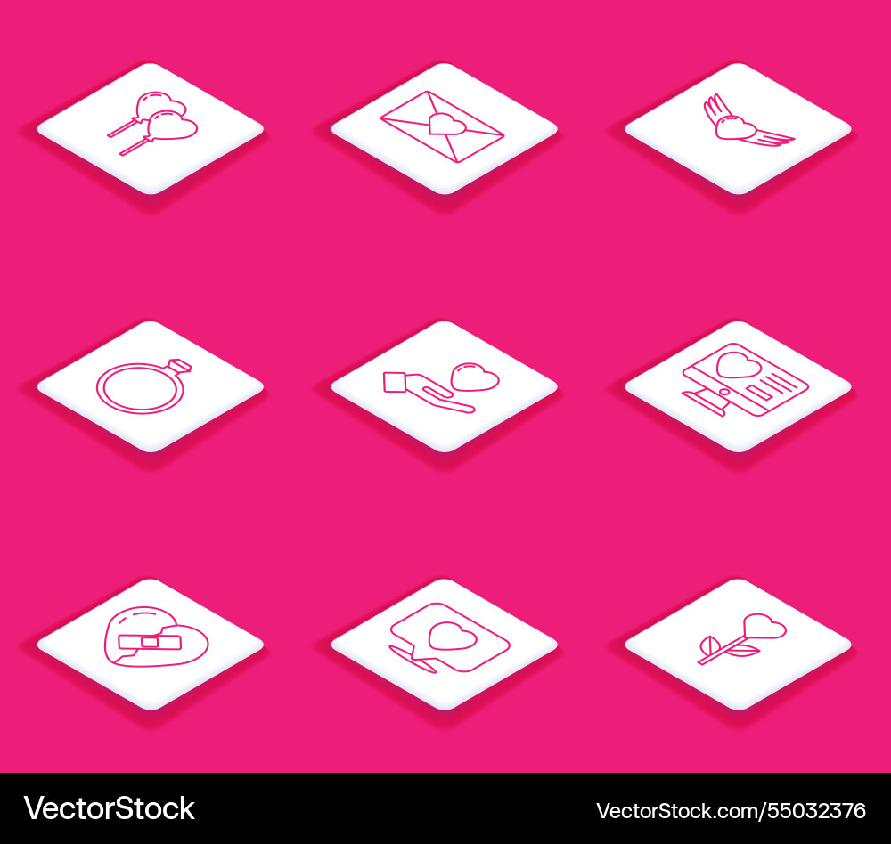 Set line balloons in form of heart envelope Set line balloons in form of heart envelope vector image