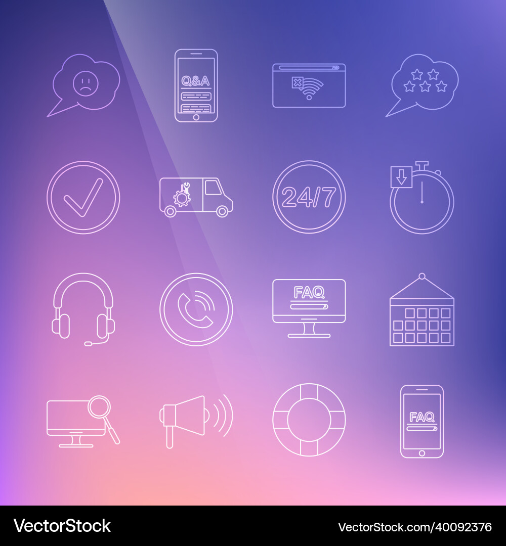 Set line mobile with faq information calendar Set line mobile with faq information calendar vector image