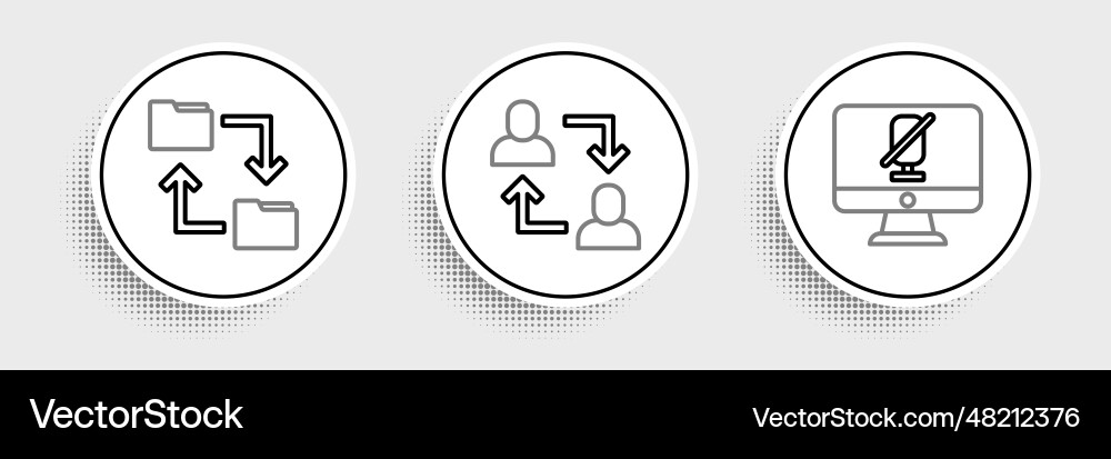 Set line mute microphone on computer cloud Set line mute microphone on computer cloud vector image
