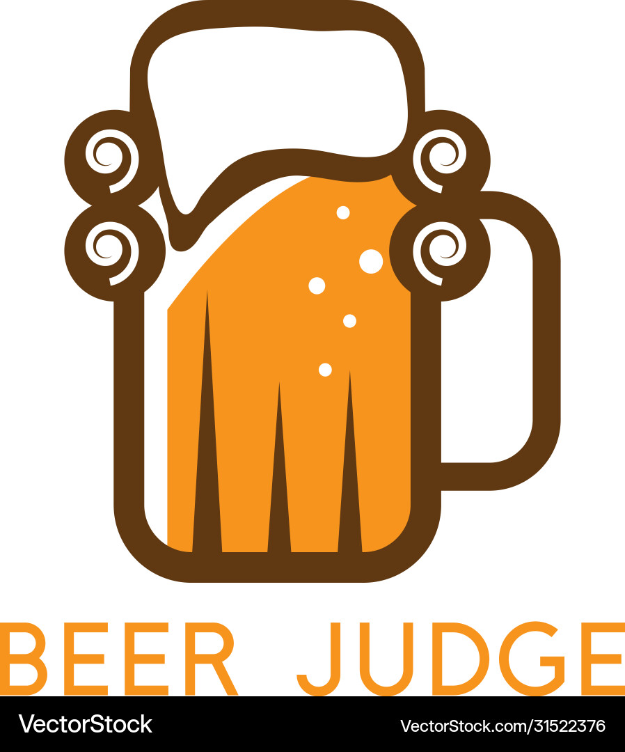Simple with beer mug and wig judge Simple with beer mug and wig judge Vector Image