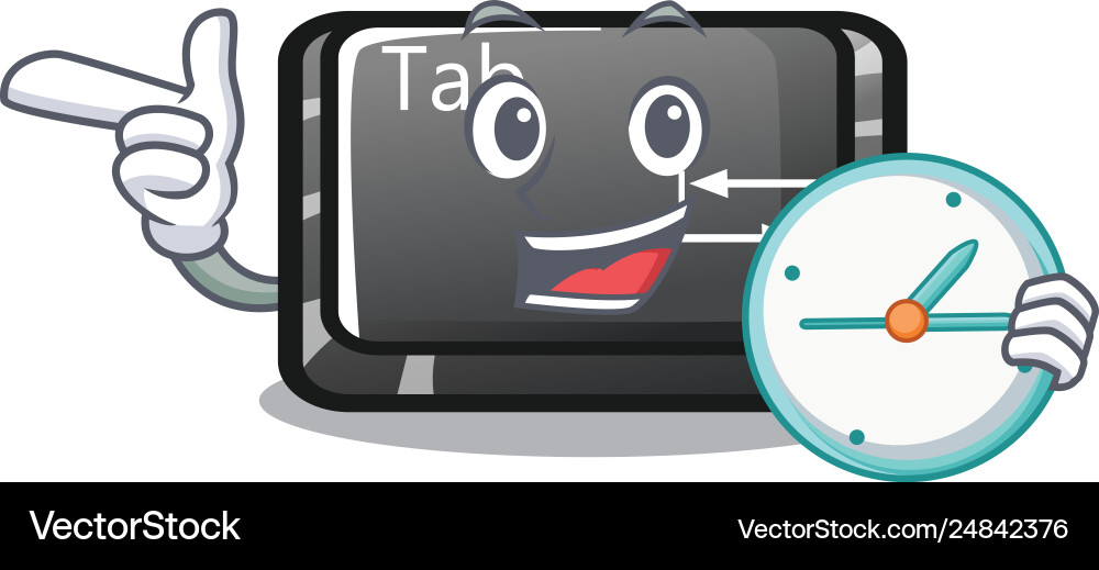 With clock button tab in shape cartoon Vector Image
