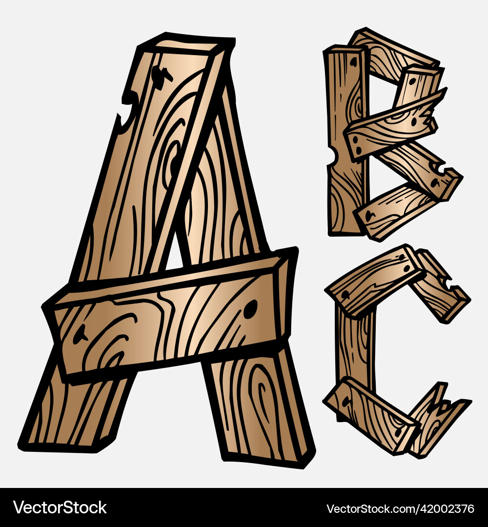 Wood tree texture letters alphabets font initials Vector Image