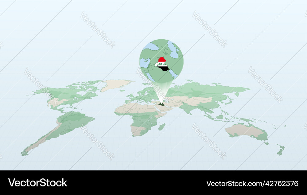 World map in perspective showing the location vector image