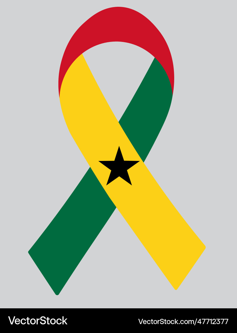 3d flag of ghana on ribbon Vector Image