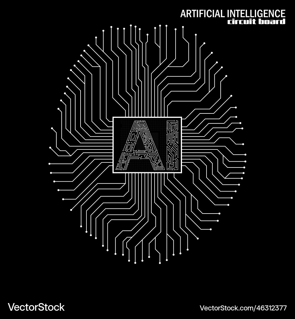 Abstract technological brain with artificial Abstract technological brain with artificial Vector Image