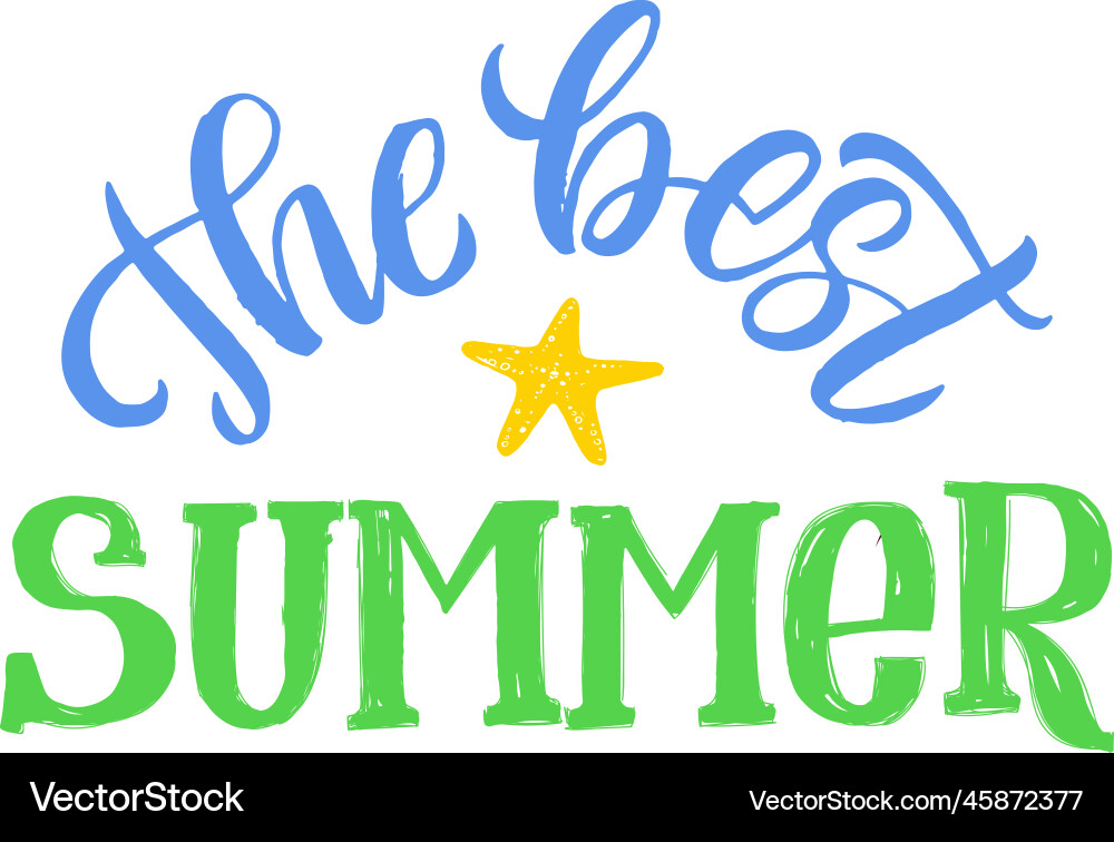 Best summer logo color calligraphy phrase Best summer logo color calligraphy phrase vector image