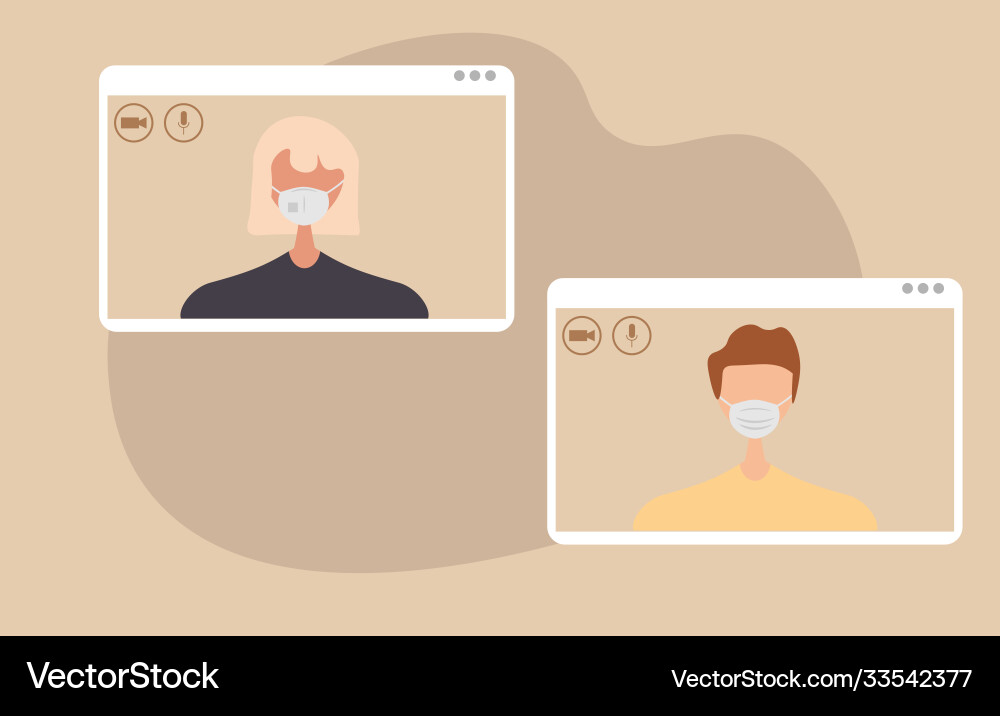Character using a video call interface Character using a video call interface vector image