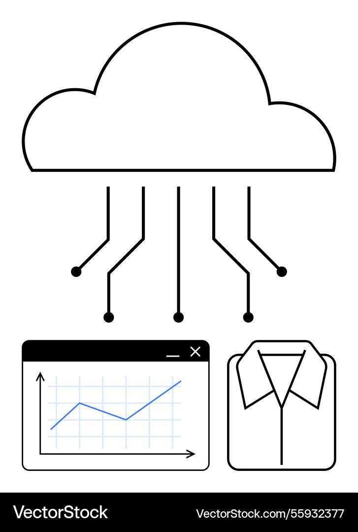 Cloud technology connecting data graphs Cloud technology connecting data graphs vector image
