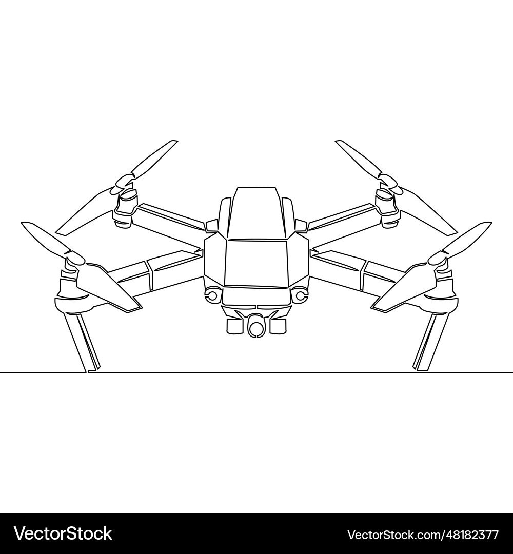 Continuous line drawing quadcopter camera drone Continuous line drawing quadcopter camera drone vector image
