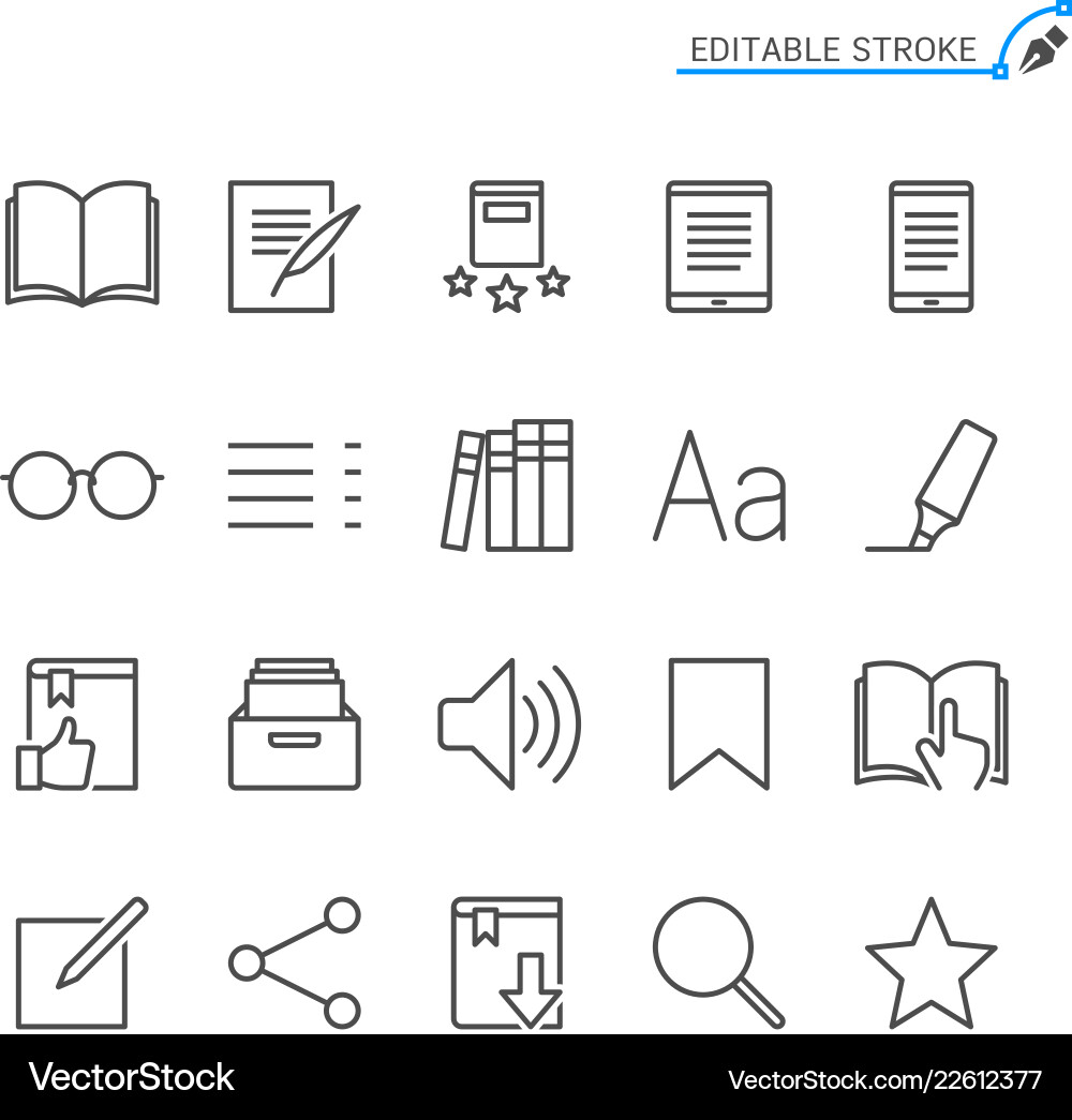 E-reader Line Icons - Book Reading Collection vector image