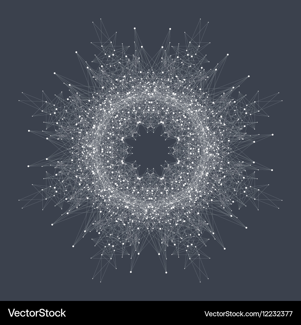 Fractal element with compounds lines and dots big vector image