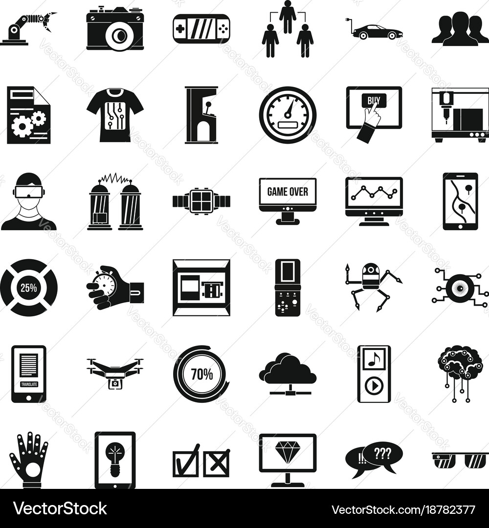 Interface icons set simple style vector image