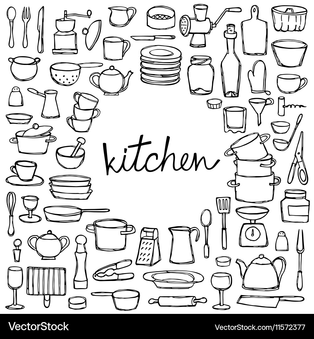 Kitchen Doodle Set - Hand Drawn Vector Image