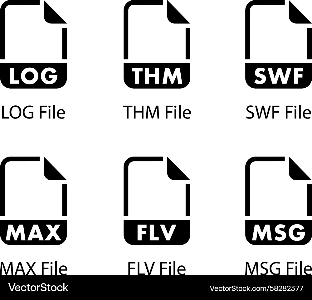 Log File Icon Set - FLV SWF Max Vector Image