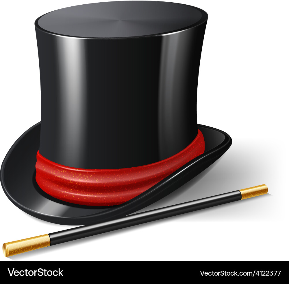 Magician's Hat with Magic Stick Vector Image