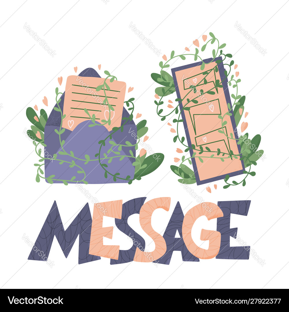 Message text with envelop and phone mail vector image