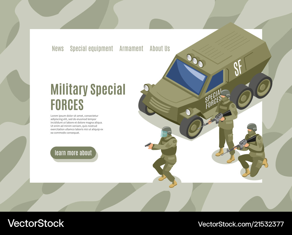 Military special forces web page Military special forces web page vector image