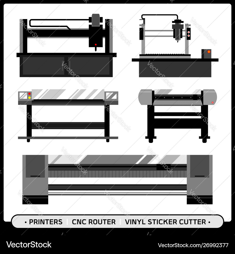 Printer with cnc router vector image