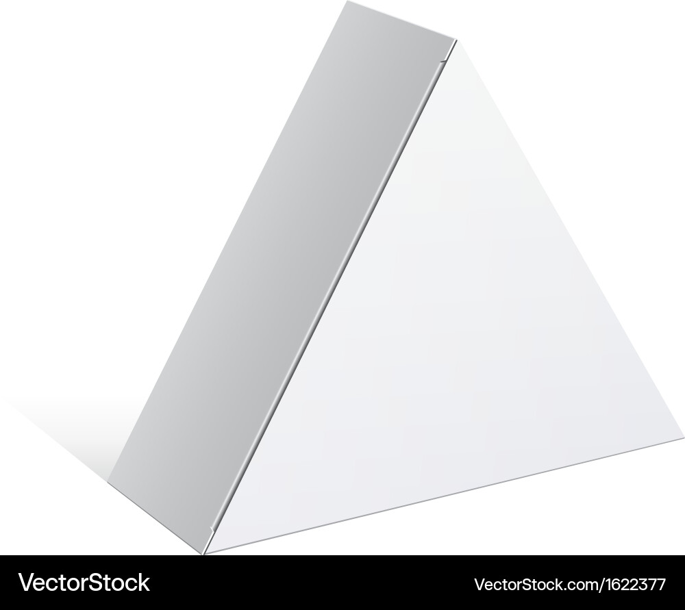 Realistic white package triangular shape box Vector Image