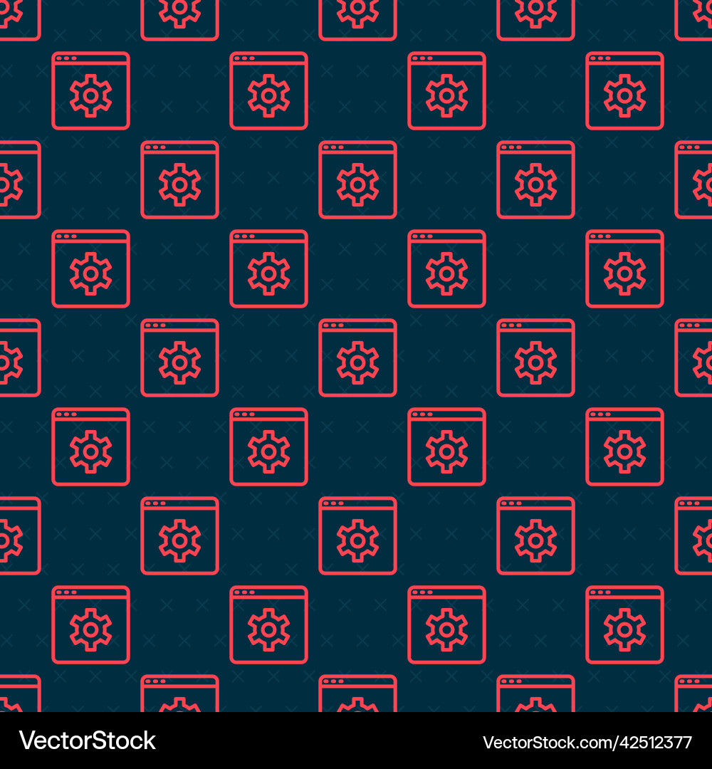 Red line browser setting icon isolated seamless vector image
