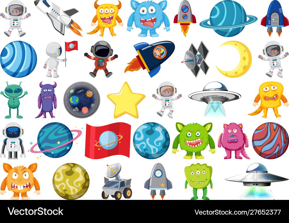 Set isolated objects theme - astronomy Set isolated objects theme - astronomy vector image