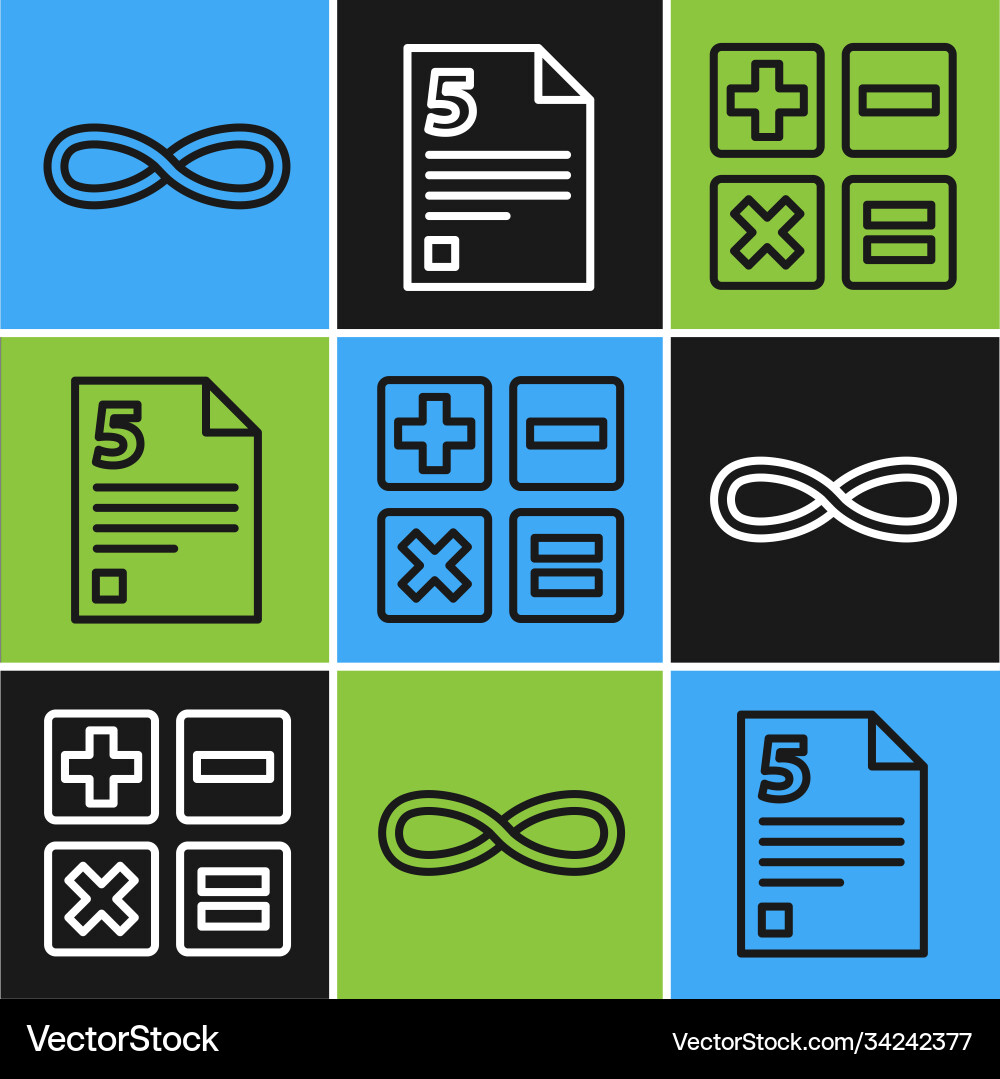 Set line function mathematical symbol feather Set line function mathematical symbol feather vector image