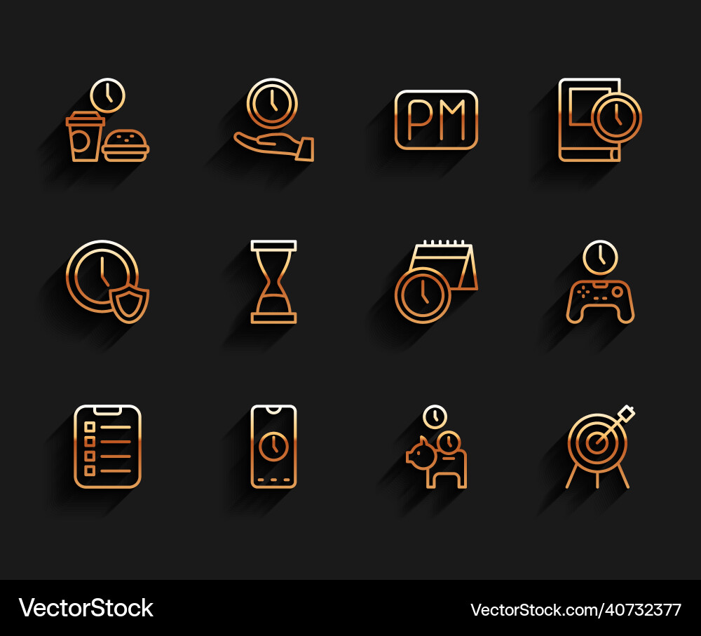 Set line to do list or planning alarm clock app Set line to do list or planning alarm clock app vector image