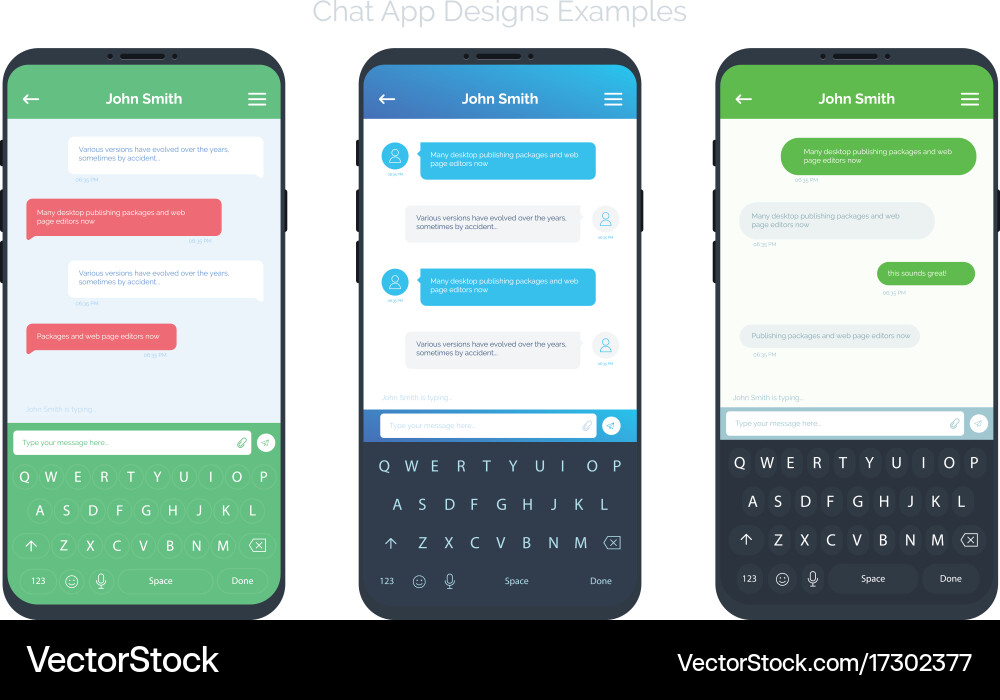 Set of social network chat window concepts Vector Image