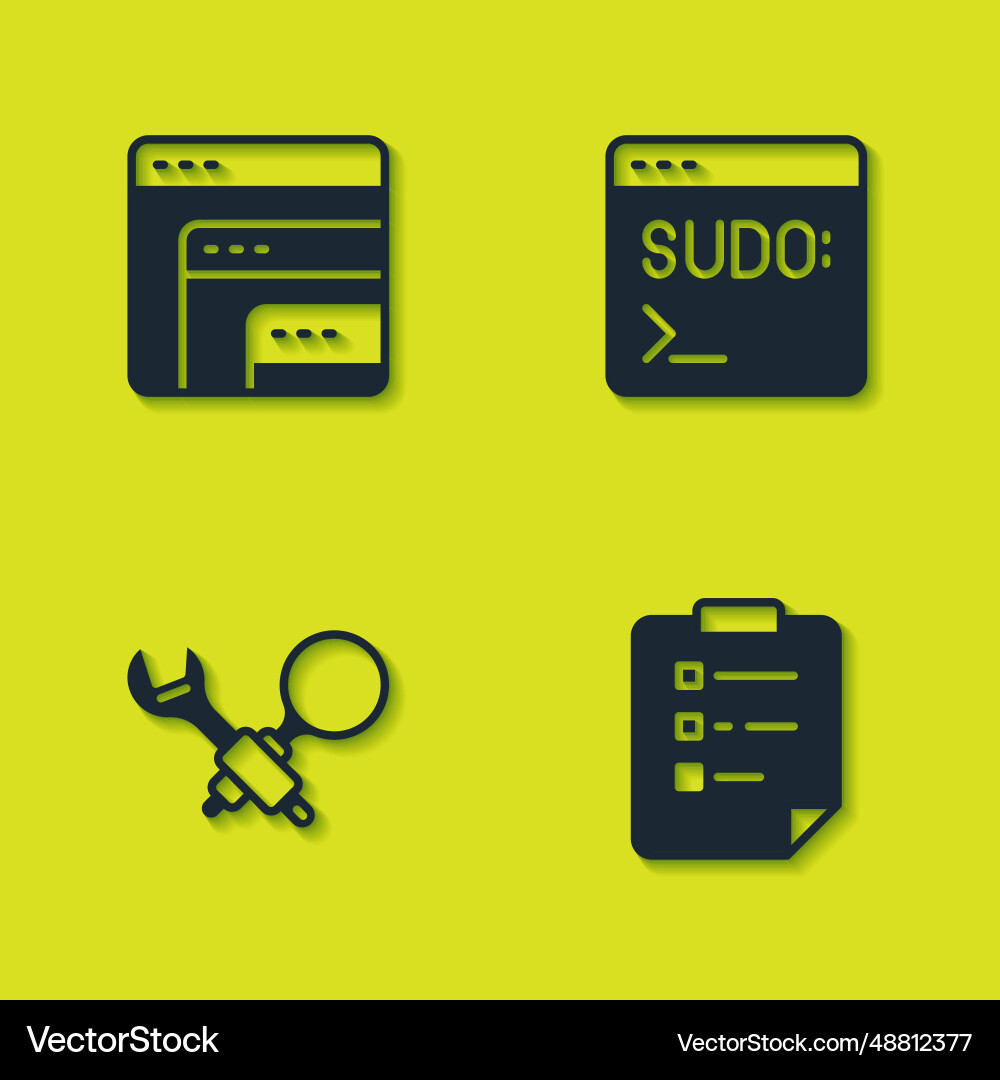 Set software clipboard with checklist debugging Set software clipboard with checklist debugging Vector Image
