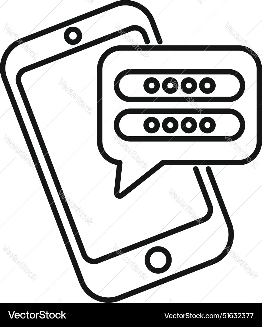 Smartphone showing chat bubble with password Smartphone showing chat bubble with password vector image