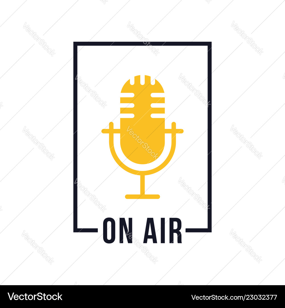 Studio table microphone with text on air webcast Studio table microphone with text on air webcast vector image
