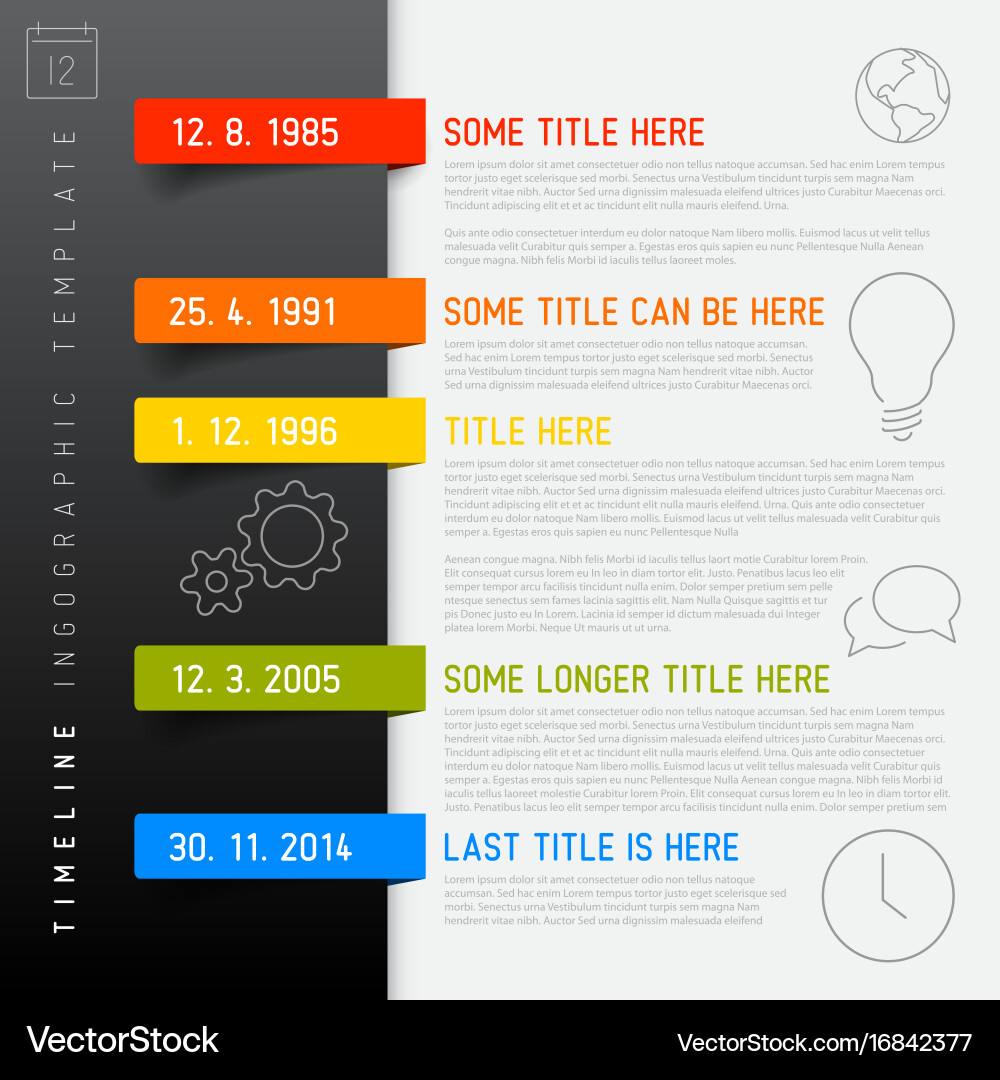 Timeline Report Template with Icons Vector Image