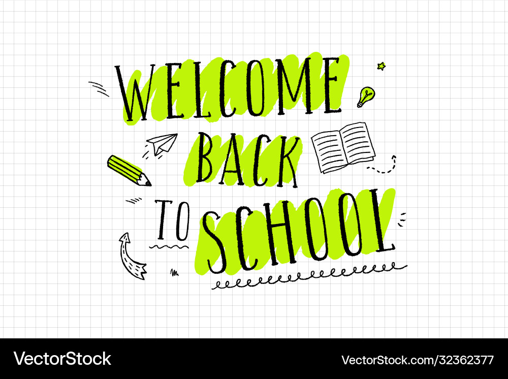 Welcome back to school hand lettering vector image