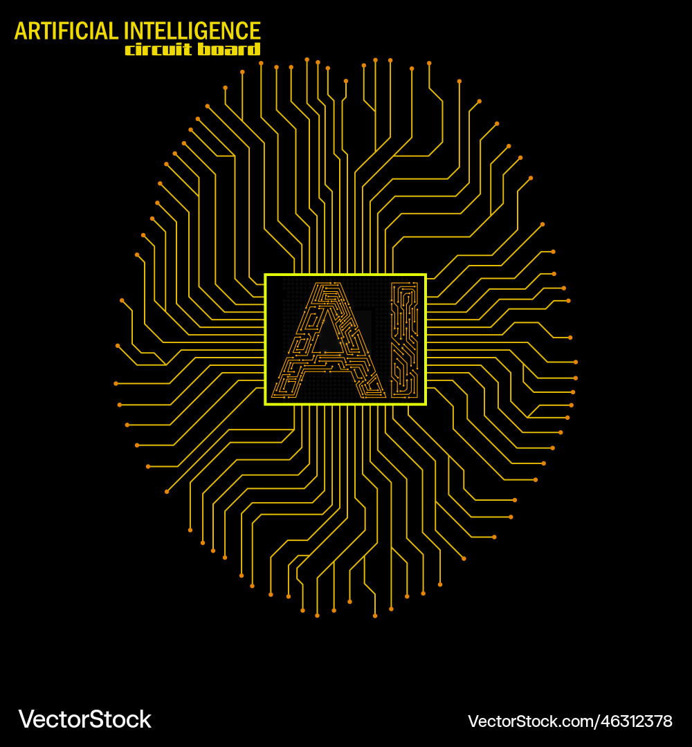 Abstract technological brain with artificial vector image