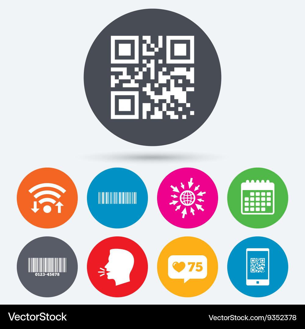 Bar and qr code icons scan barcode symbol vector image