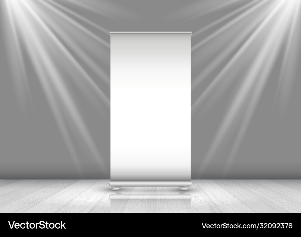 Business Roll-up-Banner im Zimmer mit Scheinwerfern Business Roll-up-Banner im Zimmer mit Scheinwerfern vektorbild