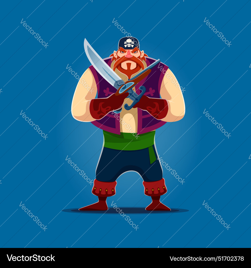 Cartoon pirate or corsair with a gun and saber Cartoon pirate or corsair with a gun and saber vector image