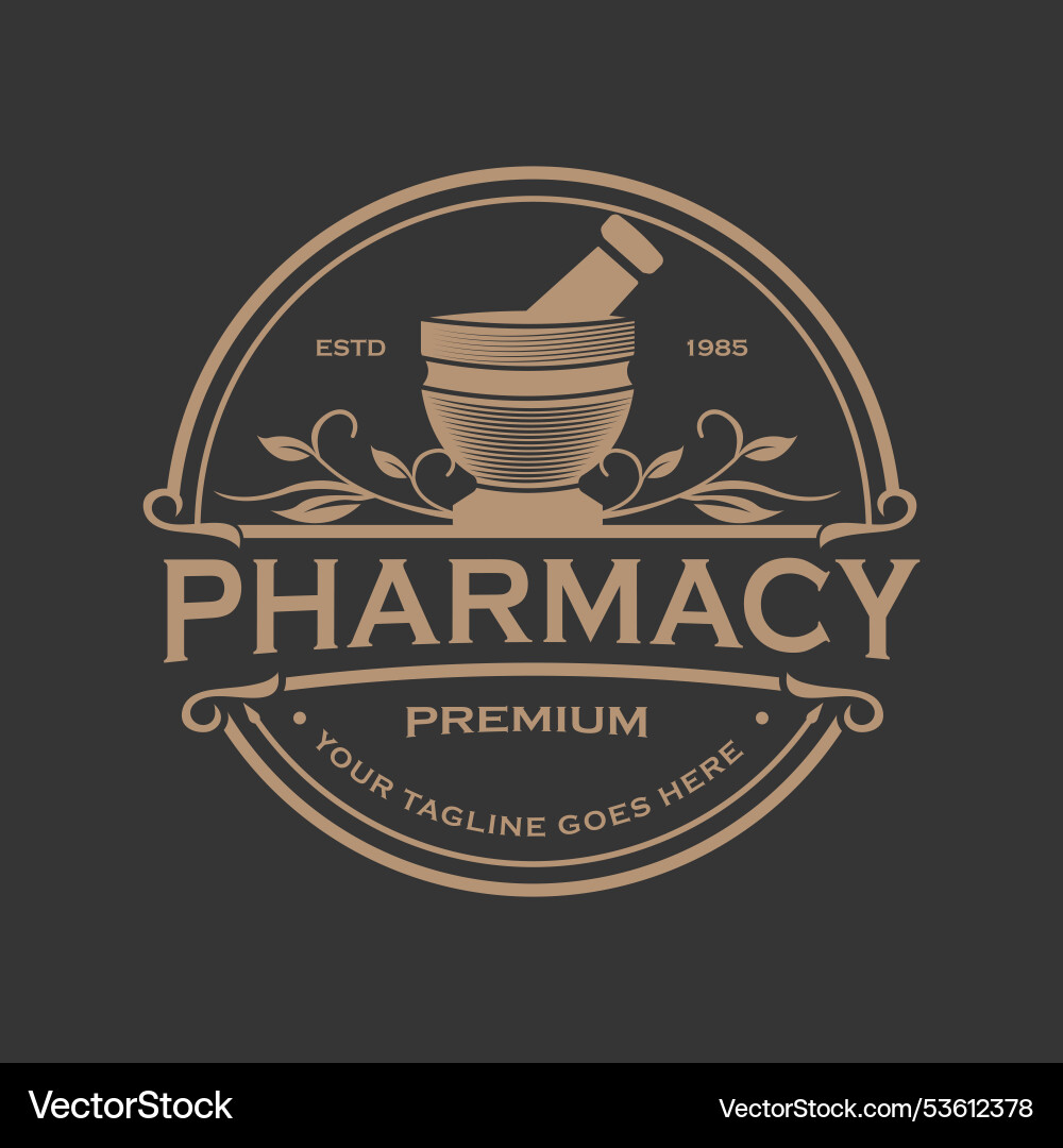 Classic pharmacy logo design with traditional – Royalty-Free Vector |  VectorStock, image size:1000x1080