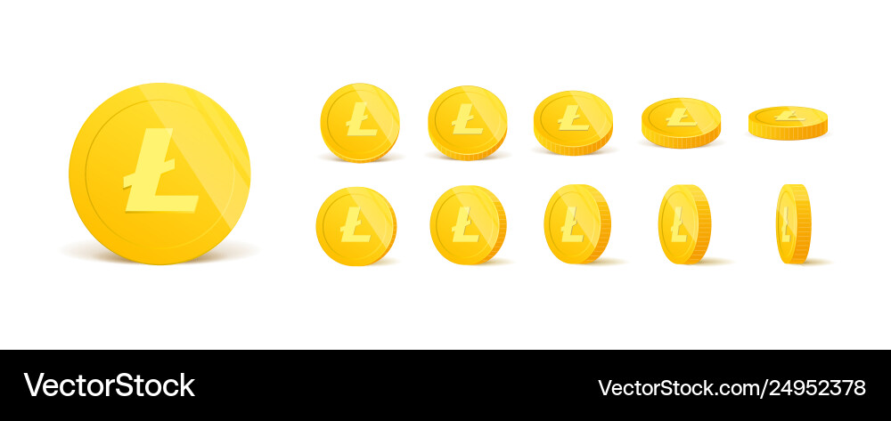 Cryptocurrency 3d realistic gold coins set Cryptocurrency 3d realistic gold coins set vector image