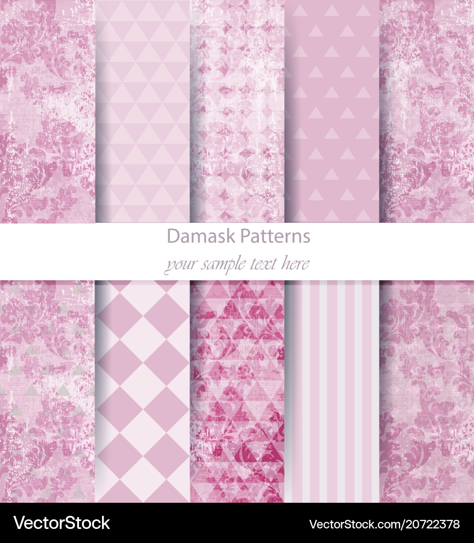 Damask patterns set collection classic Damask patterns set collection classic vector image