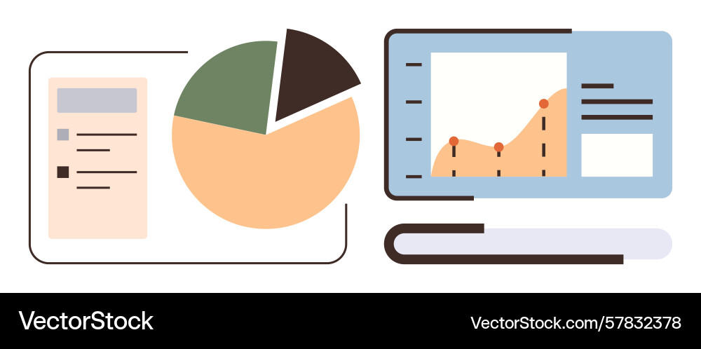 Data analytics dashboard with pie chart and line Data analytics dashboard with pie chart and line Vector Image