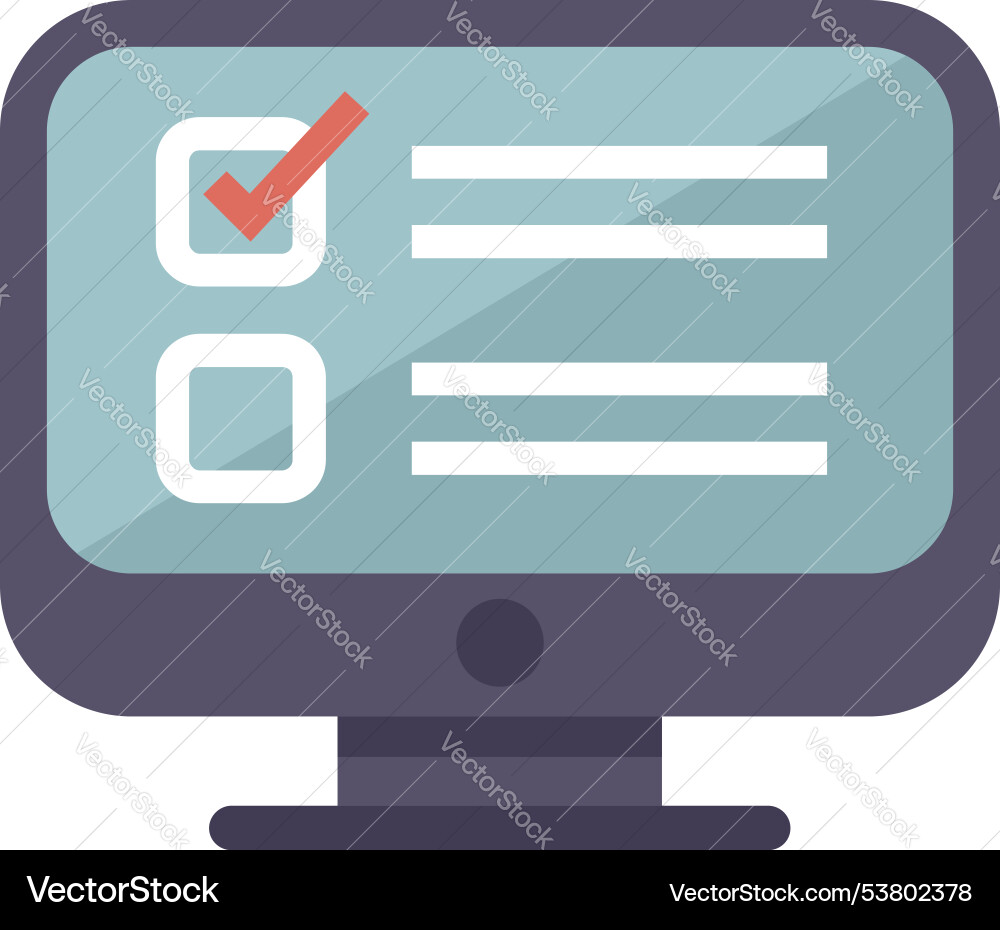 Desktop computer displaying online survey Desktop computer displaying online survey vector image