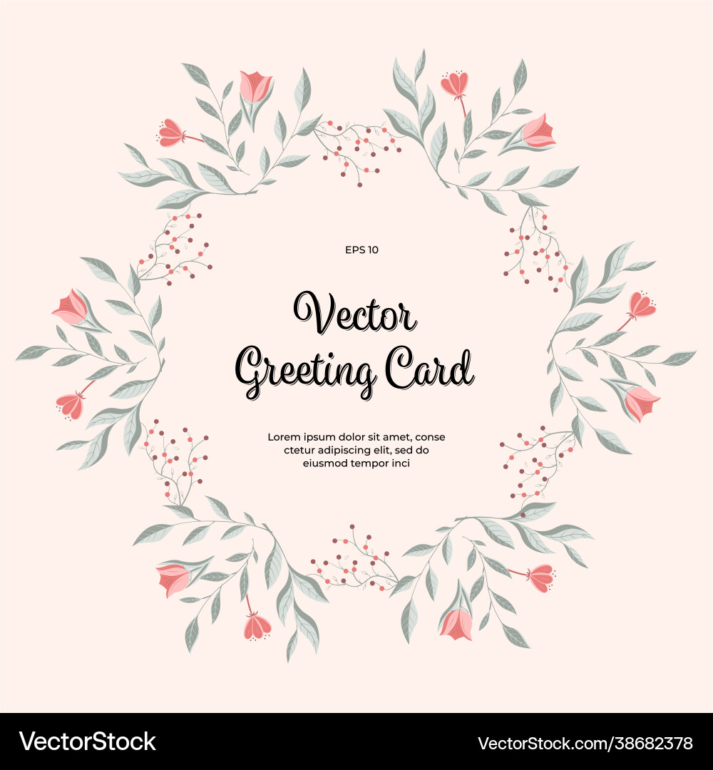 Greeting card with circular floral design Greeting card with circular floral design vector image