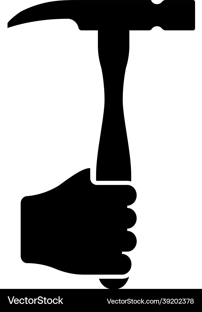 Hammer in hand holding tool use arm using working Vector Image