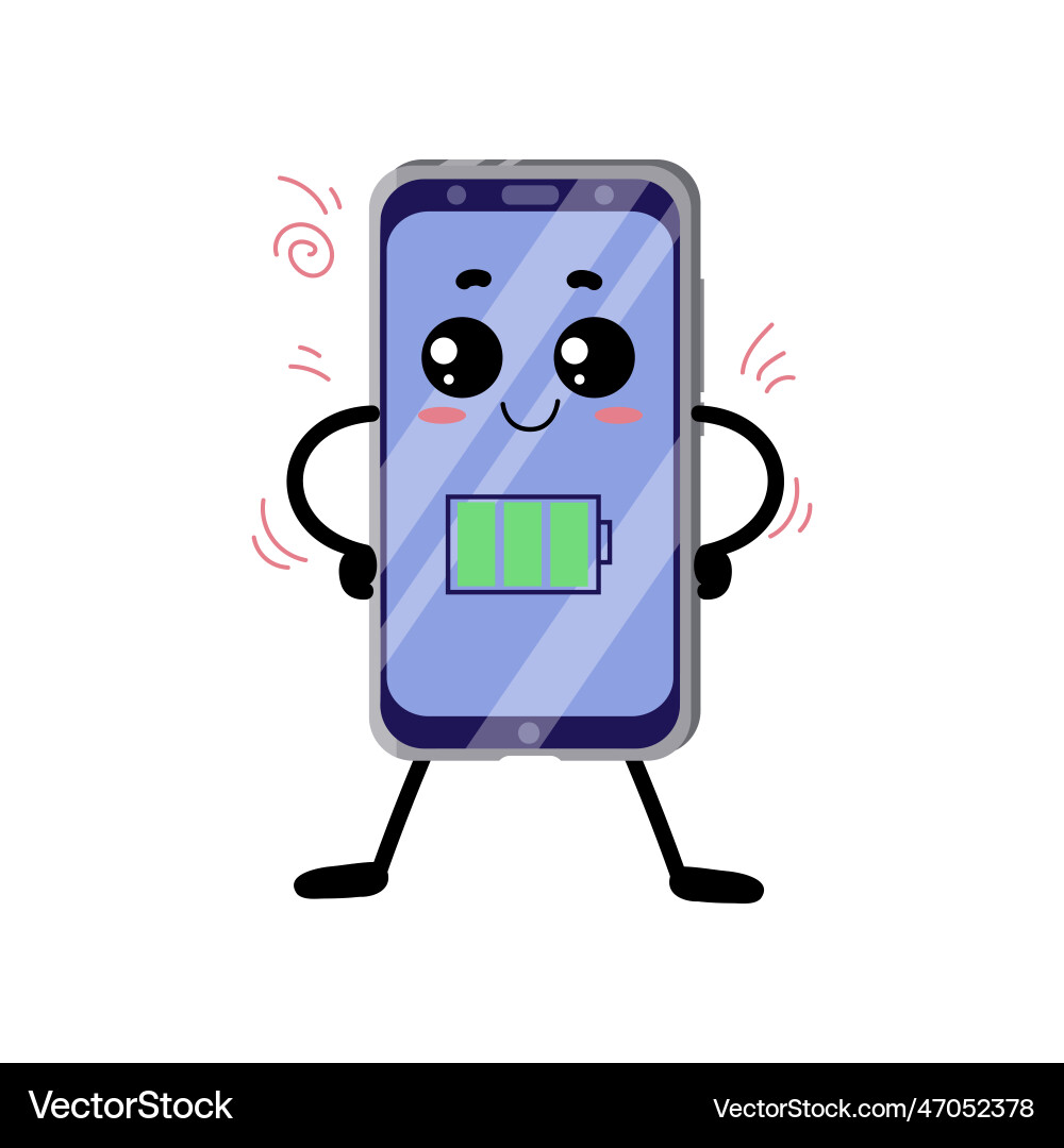 Happy cellphone cartoon character with full Happy cellphone cartoon character with full vector image