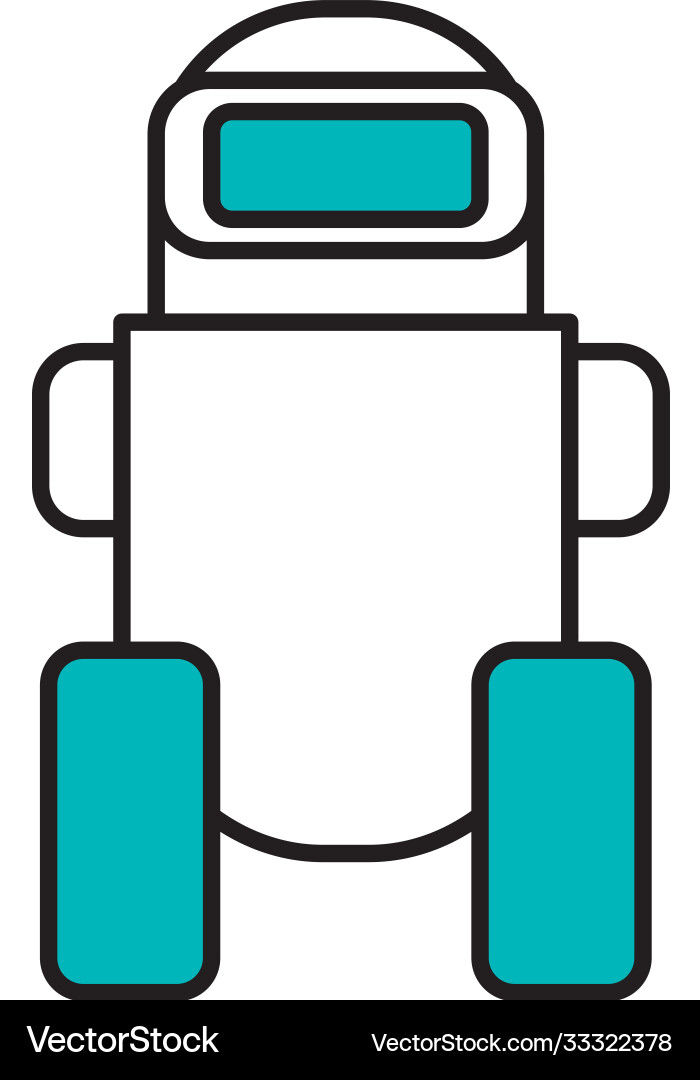 Robot with wheels icon half line color style Vector Image
