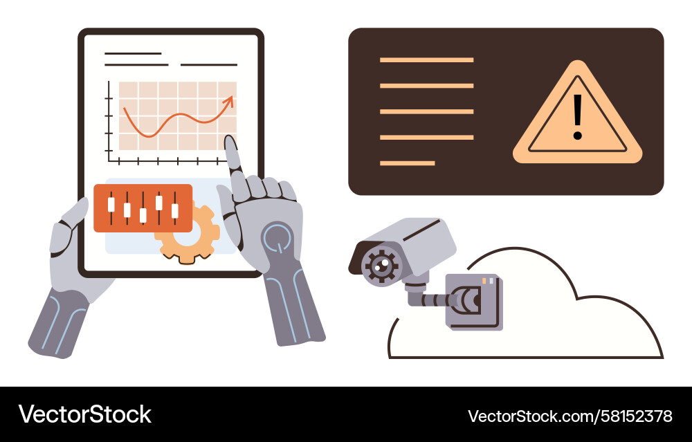 Robotic Data Analysis & Security Vector Image